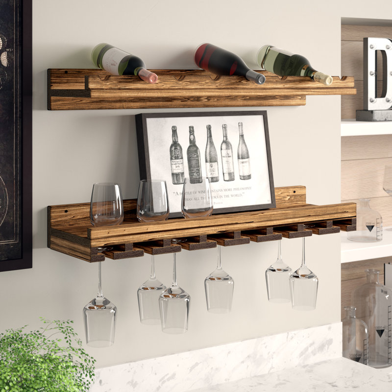 Trent Austin Design Berlyn 8 Bottle Solid Wood Wall Mounted Wine