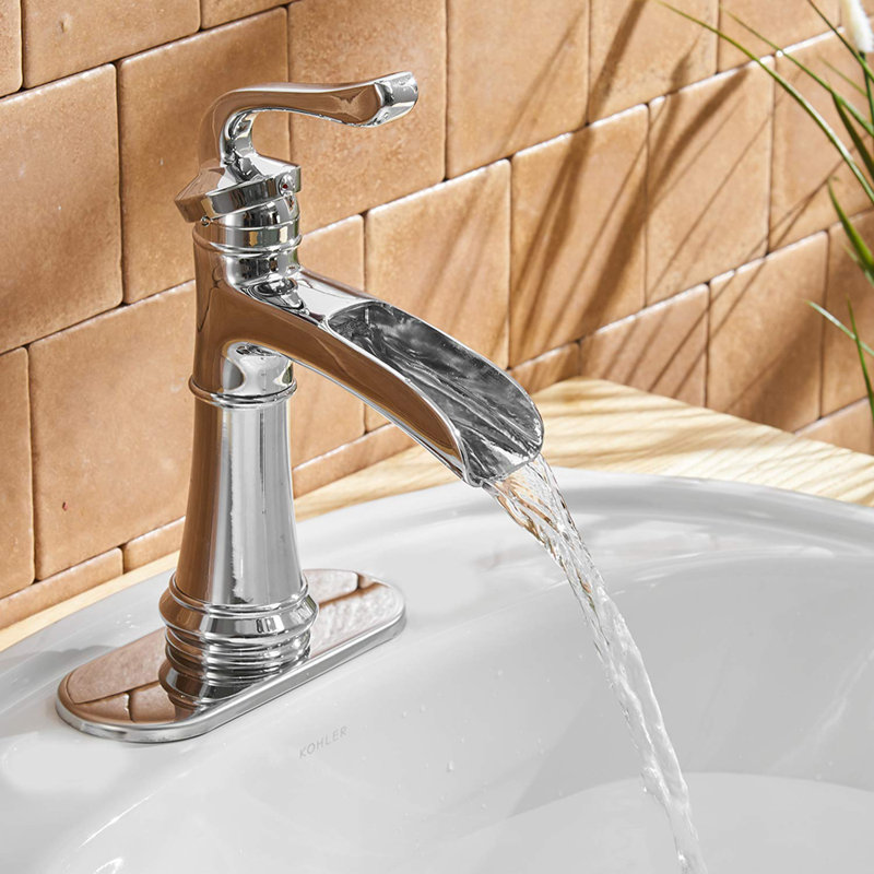 Dfi Chrome Waterfall Commercial Single Hole One Handle Bathroom Sink Faucet Deck Mount Lavatory Wayfair