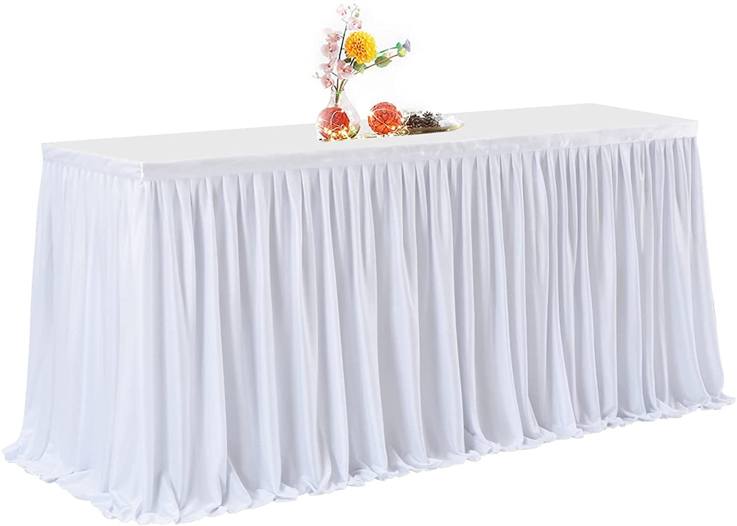 white ruffle table skirt