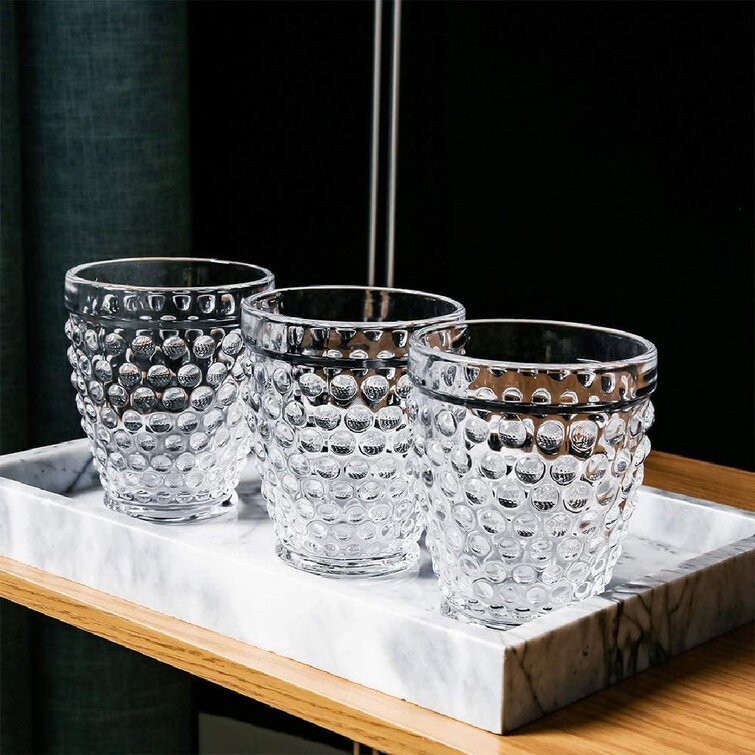 13 oz Hobnail Old Fashioned Iced Beverage Glass set Set of 6 drinking glasses 