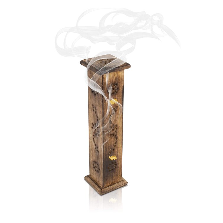Sandalwood Rustic Coil Wooden Incense Burner Holder Ash Catcher Home Accessory 