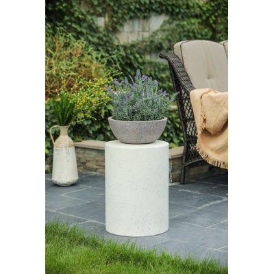 Evas Stylish Speckles Cement Round Side Table, Indoors & Outdoors Patio Table