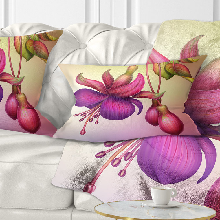 East Urban Home Fuchsia Flowers With Leaves Floral Lumbar Pillow Wayfair