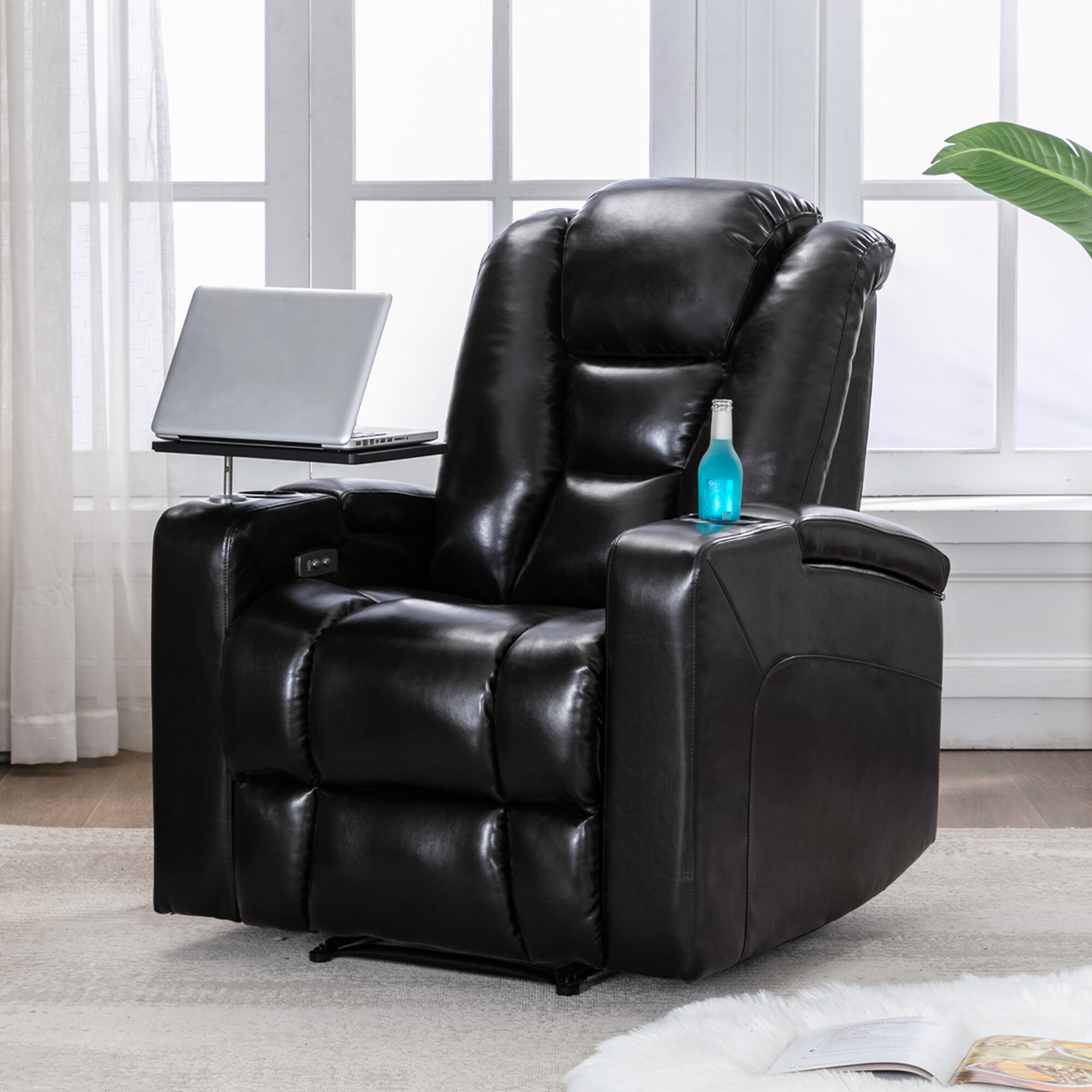 Details about   Massage Gaming Recliner Chair PU Leather Theater Seating Sofa with Footrest 