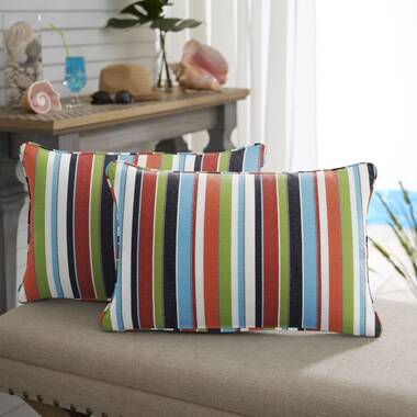 Colorful Stripe Indoor/Outdoor Pillows Set of 2 Corded Sunbrella 