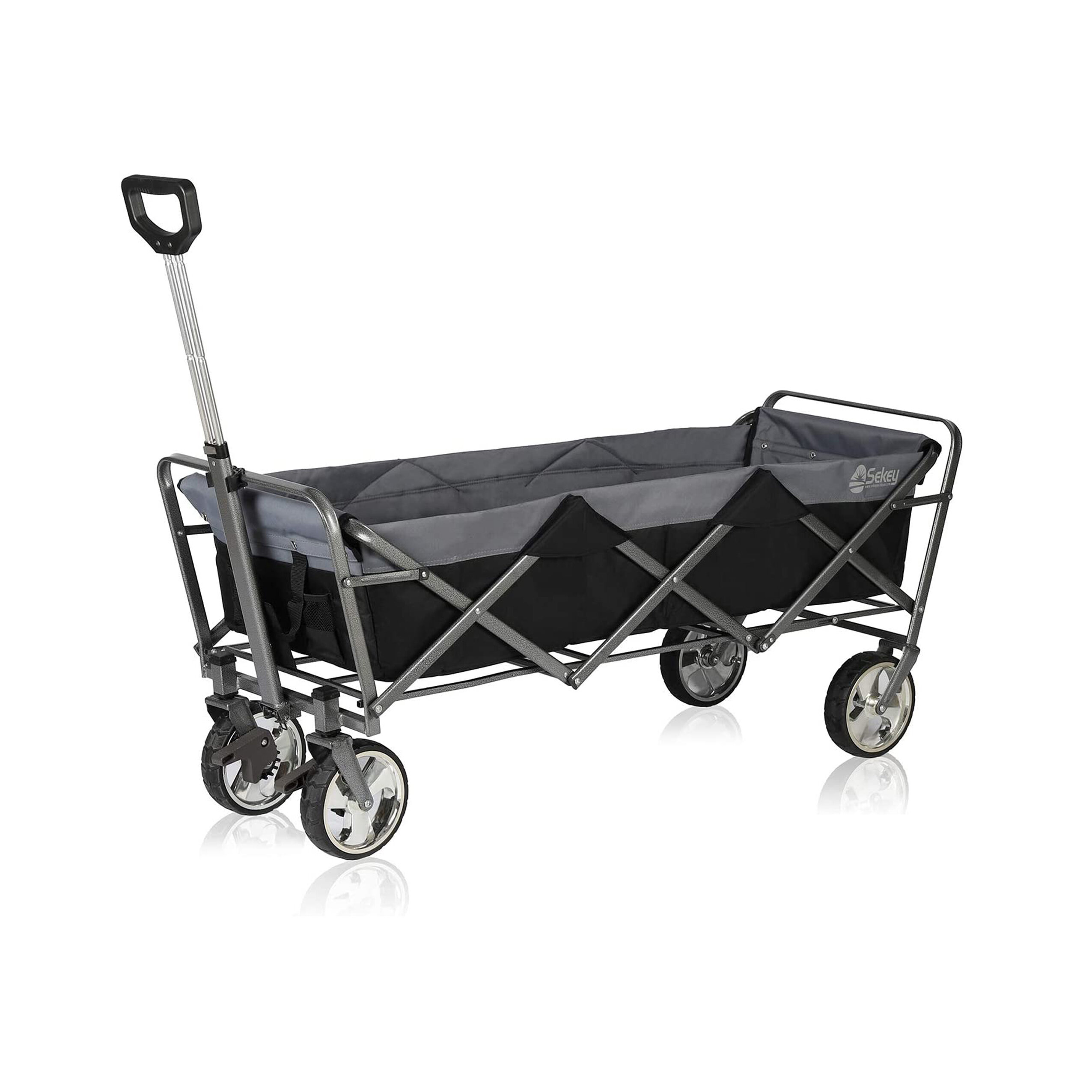 Sekey Foldable Handcart Outdoor Folding Trolley Transport Trolley with Brakes Large Wheels Suitable for All Terrain 