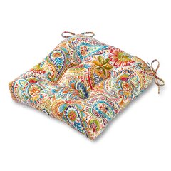 Outdoor Paisley Bright Bench Cushion Tufted 19Wx41L Water Repellent NEW 