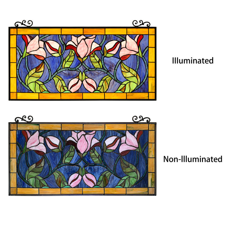 Astoria Grand Floral Stained Glass Window Panel Reviews Wayfair