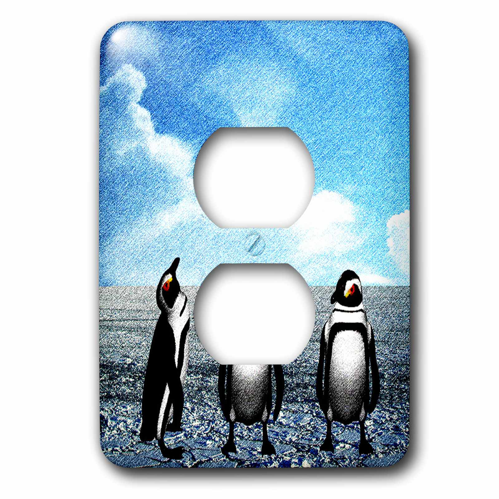 3drose Penguins On An Ice Flow Sketch 1 Gang Duplex Outlet Wall Plate