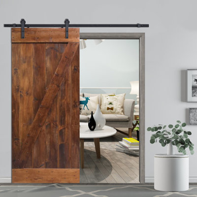 Calhome Paneled Wood Z Bar Barn Door With Installation Hardware