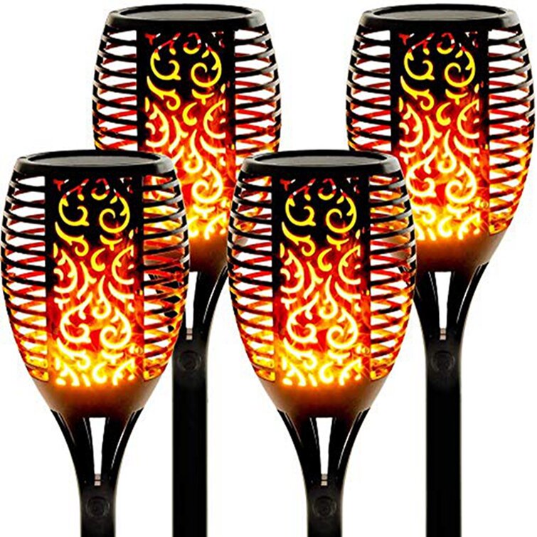 4x 96 LED Solar Torch Light Flickering Lighting Dancing Flame Garden Path Lamps