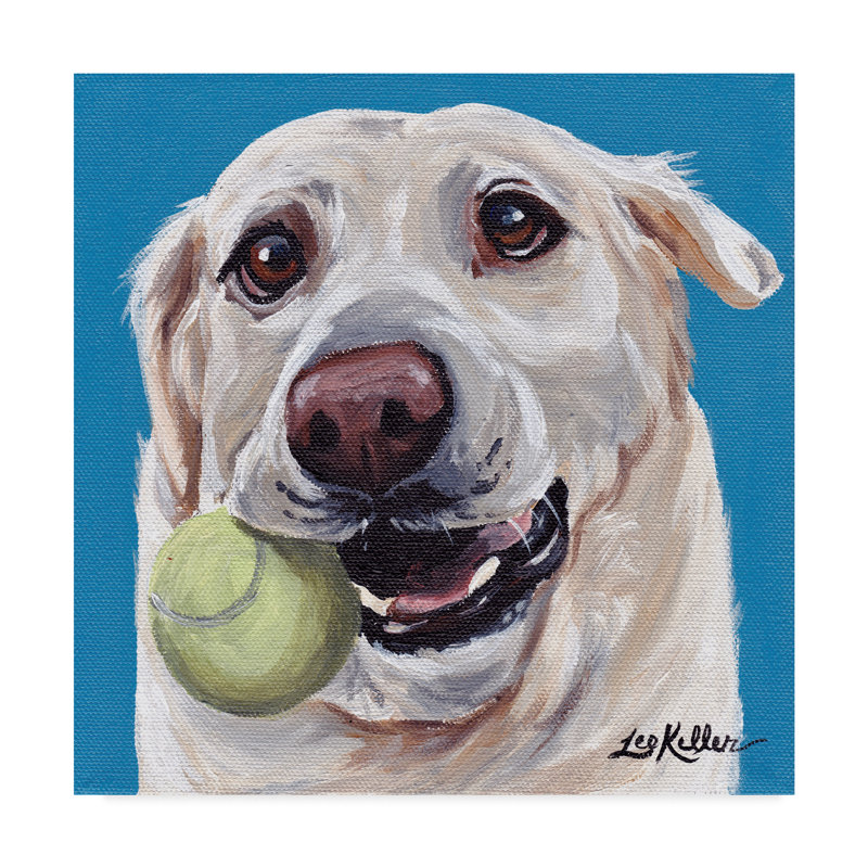 Winston Porter Yellow Lab Ball 2 Acrylic Painting Print On