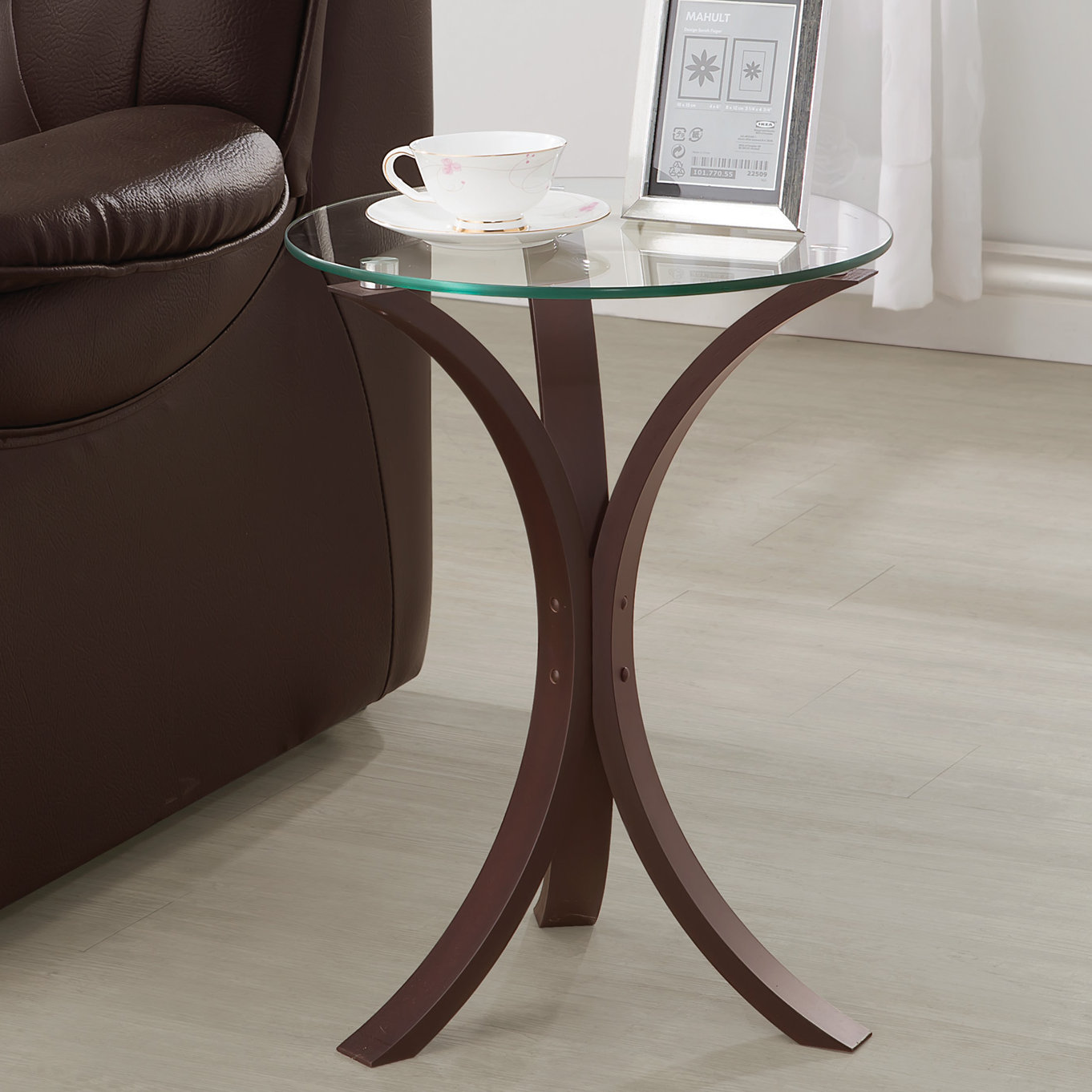 glass top pedestal end table