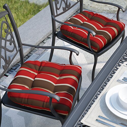 Andover Mills Striped Indoor Outdoor Dining Chair Cushion