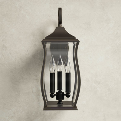 Abraham Oil Rubbed Bronze 3 - Bulb 22" H Beveled Glass Outdoor Wall Lantern (missing glass) 