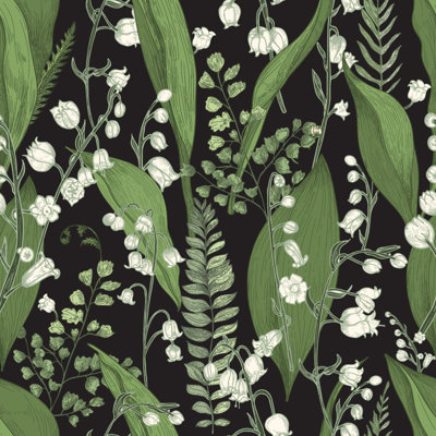 Elysian US Made â€“ Lily of the Valley and Fern Seamless Wallpaper Panel
