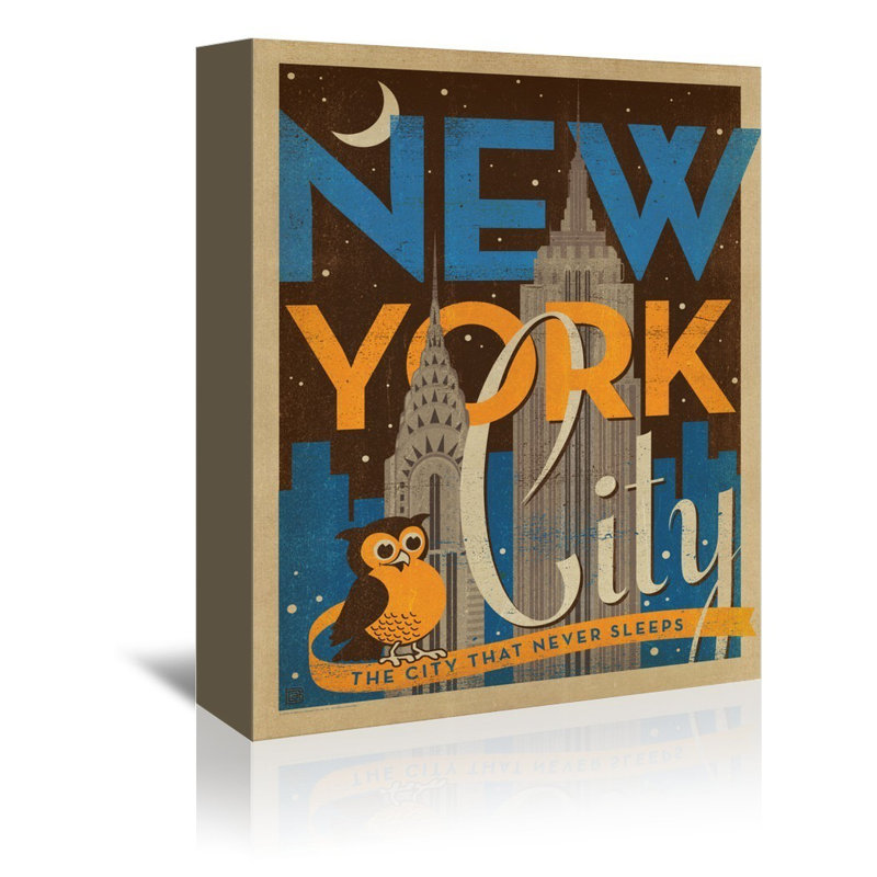 East Urban Home New York City Night Owl Vintage Advertisement On Gallery Wrapped Canvas Wayfair
