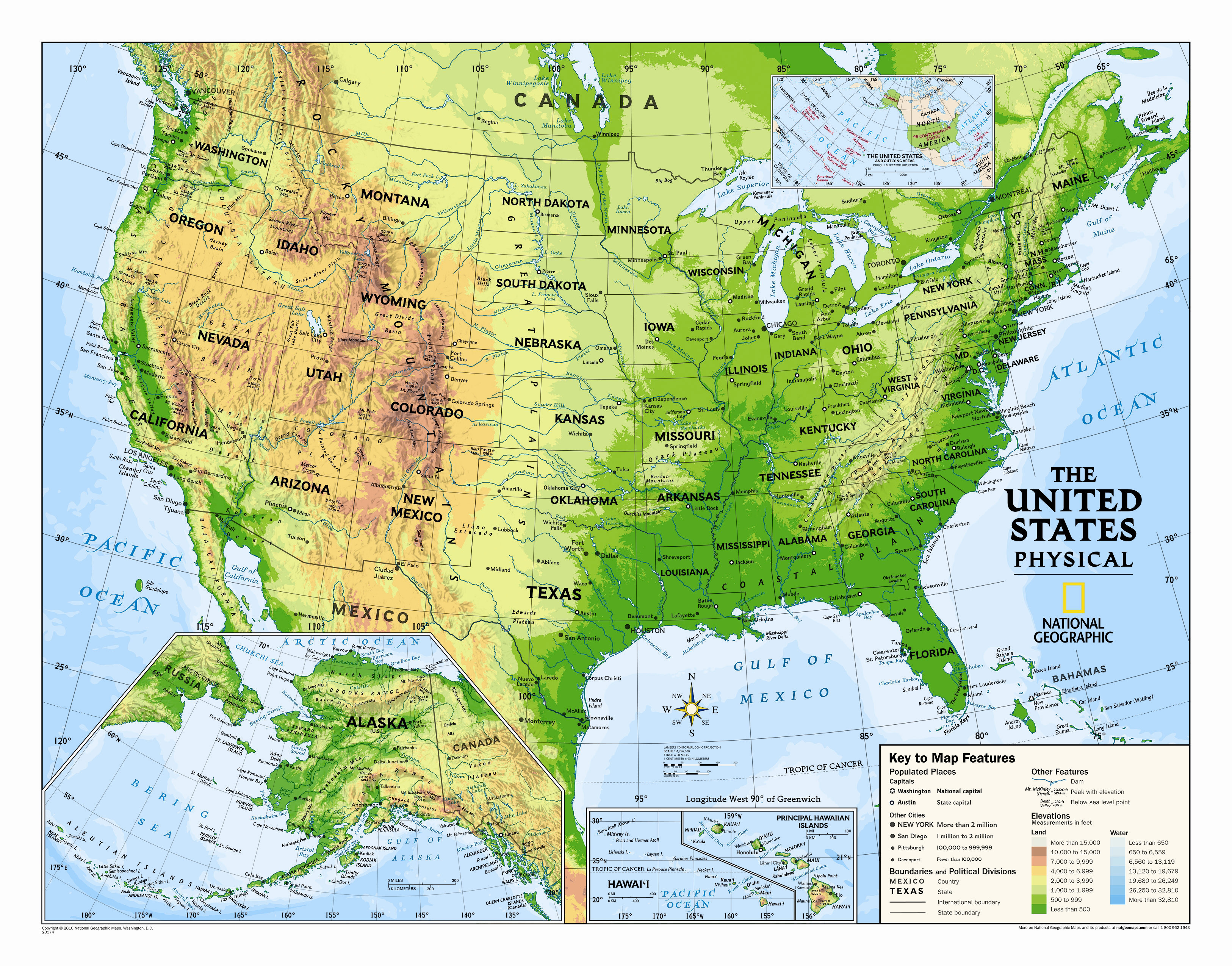 Physical Map Usa   Kids Physical Usa Wall Map Graded 4 12 