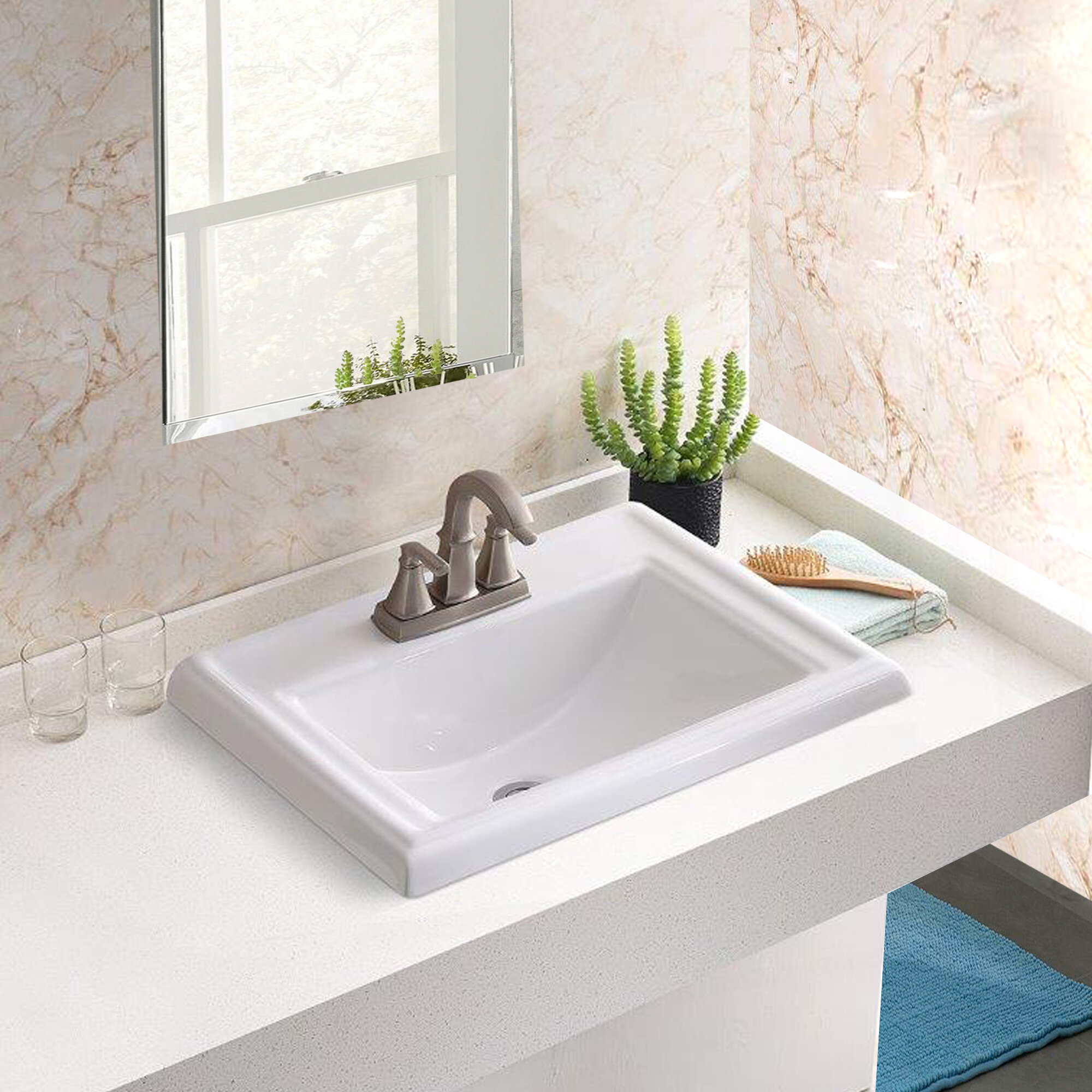 Nantucket Sinks Vitreous China Rectangular Drop In Bathroom Sink With Overflow Wayfair