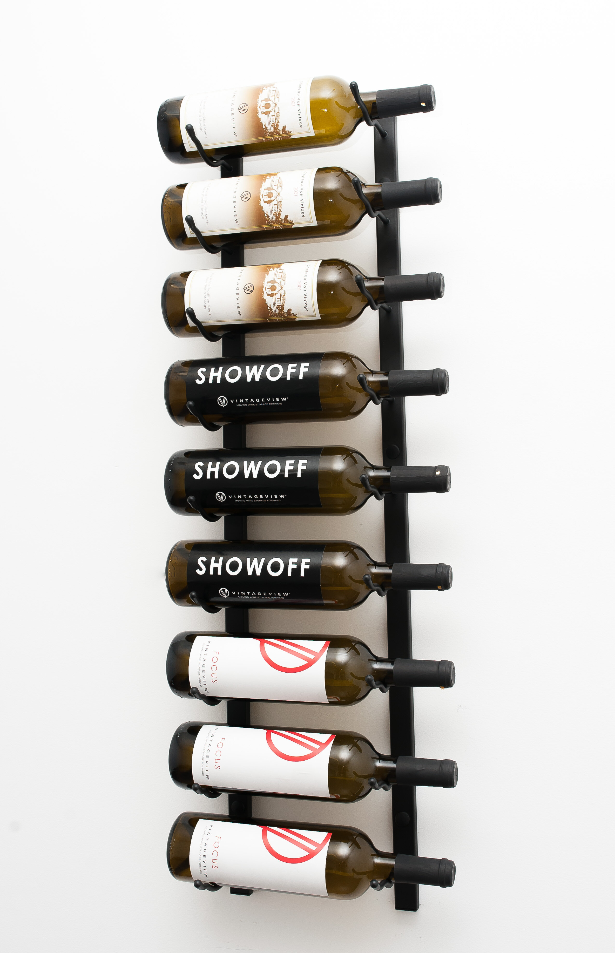 21 Bottle Wall Mounted Wine Bottle Rack VintageView Wall Series Stylish Modern Wine Storage with Label Forward Design Satin Black 