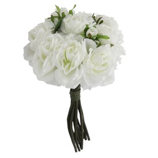 27 White Mini Tea Bud Rose Hand Tie Bunch Spray Artificial Flower with 12 heads