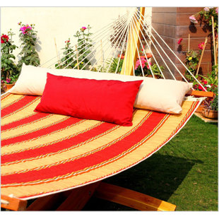 Go to store & view more images Mererid Quilted Striped Tree Hammock by Breakwater Bay