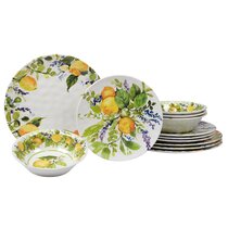 Country Blue Farmhouse Rooster Melamine Dinnerware Dishes Plates Bowls Platter 