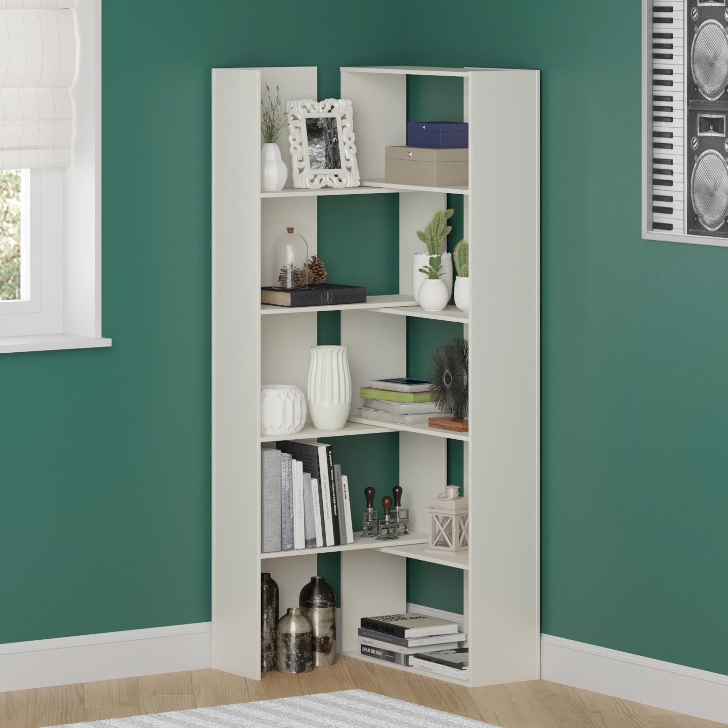 Ebern Designs Lannie 140cm H X 180cm W Corner Bookcase Wayfair Co Uk