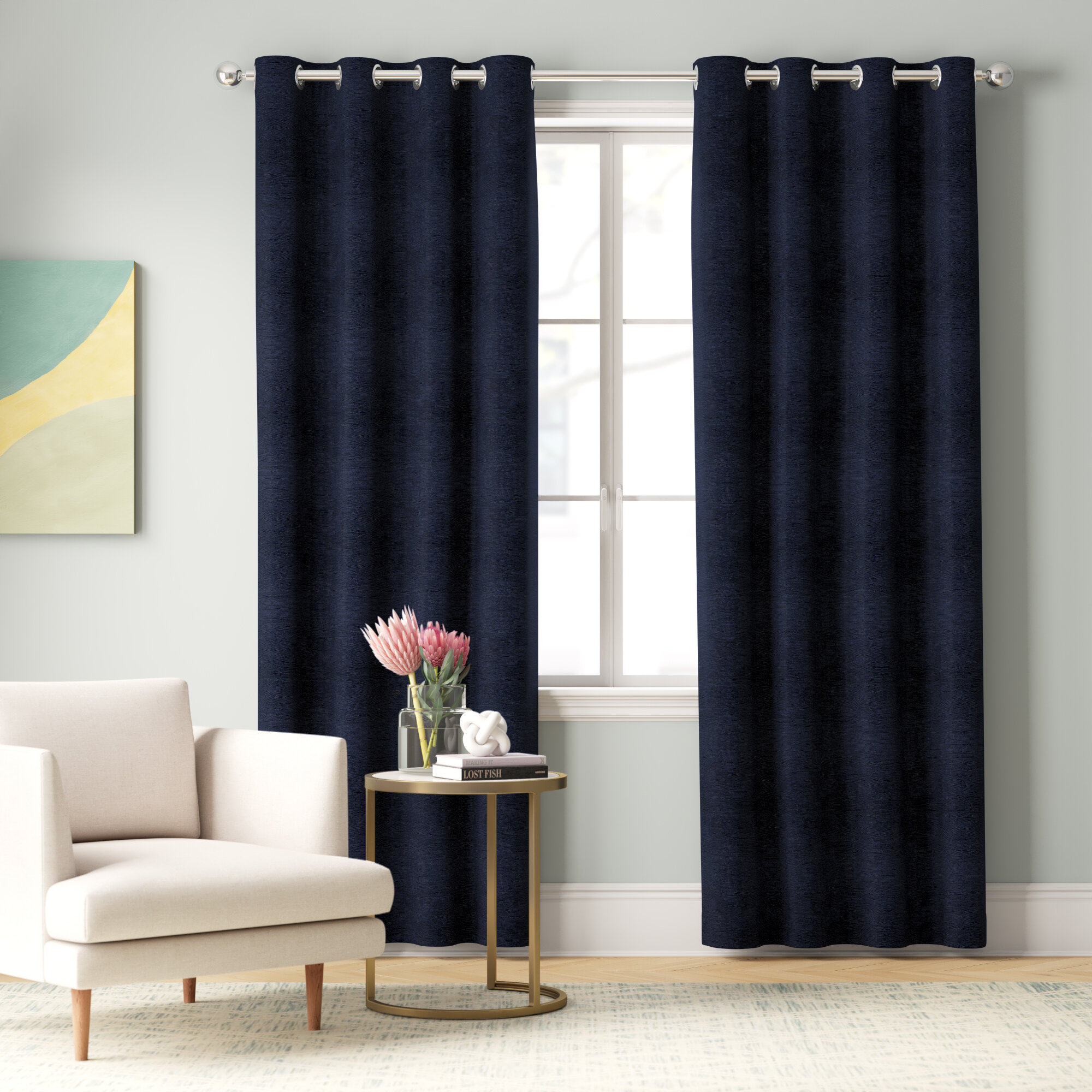 Blackout Curtains for Room Darkening Thermal Insulated Drapes 2 Panel Ivory 
