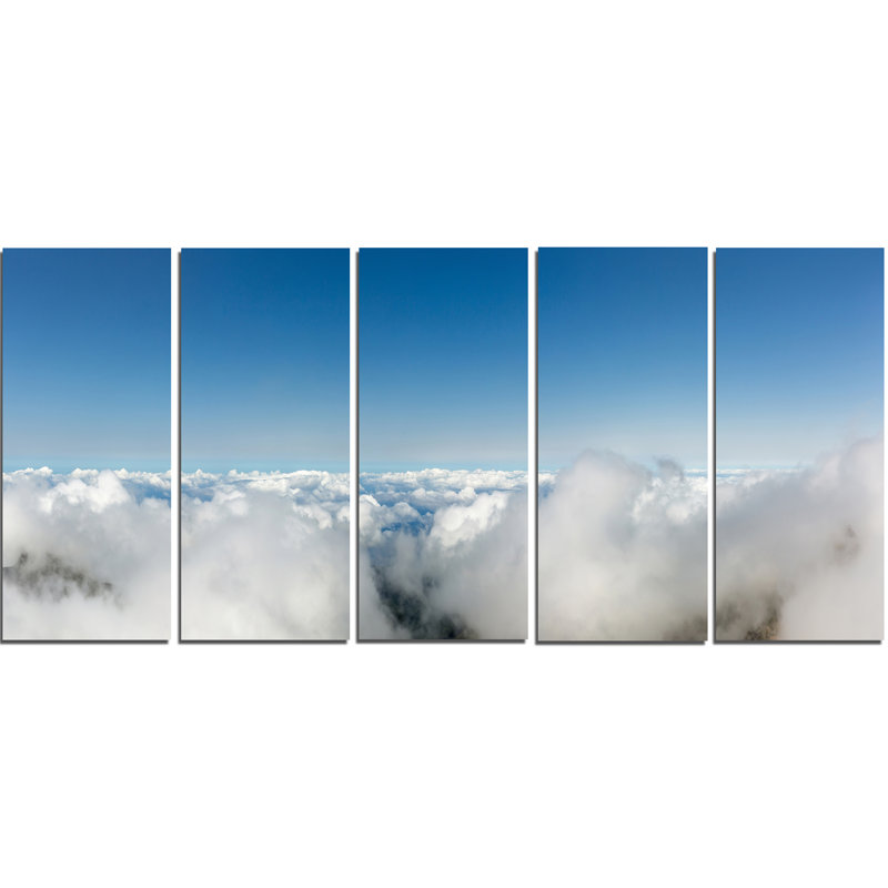 Designart Bright Blue Sky Above Clouds 5 Piece Wall Art On Wrapped Canvas Set Wayfair