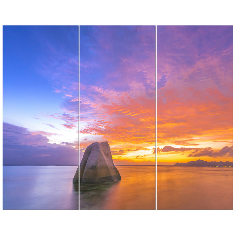 East Urban Home Lonely Rock In Sunset Photographic Print Multi Piece Image On Wrapped Canvas Wayfair