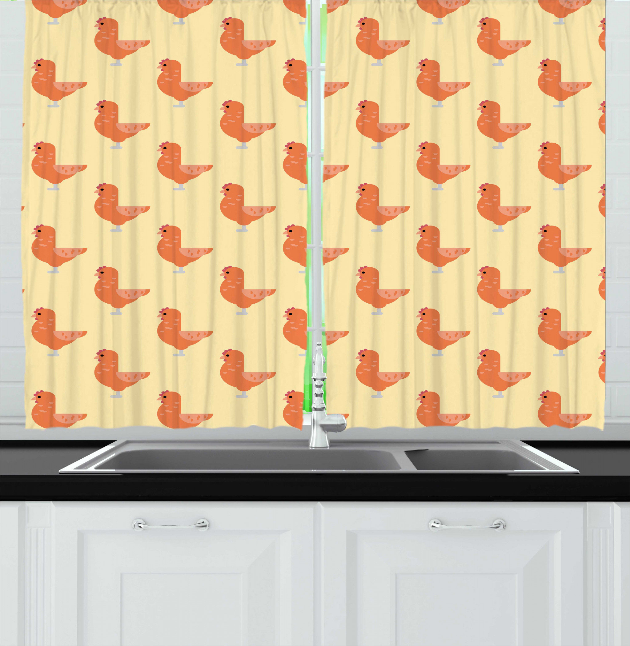 East Urban Home Chicken Pattern Of Birdies Domestic Farm Animal