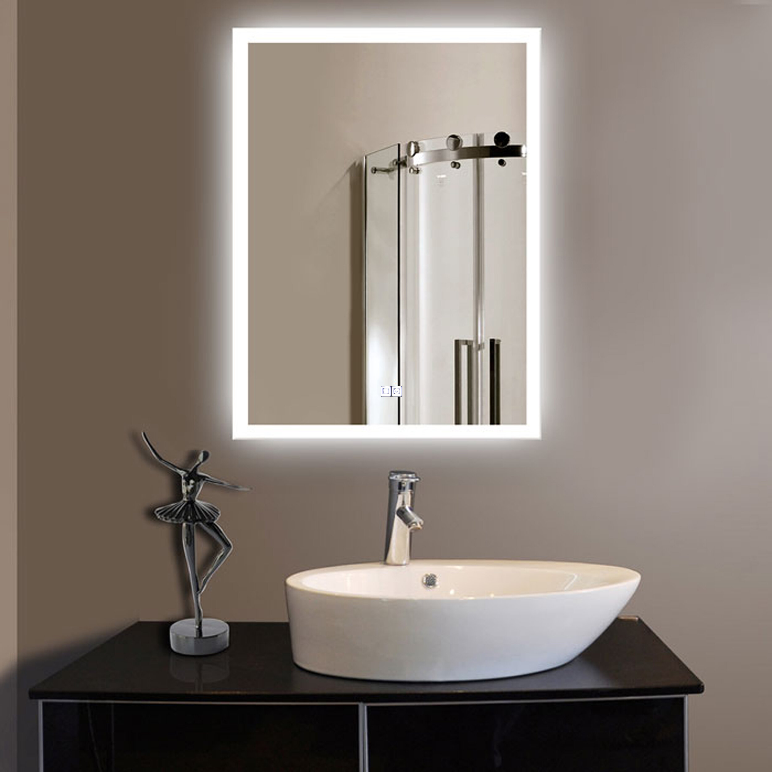 Orren Ellis Laniel Halo Lighted Led Beveled Frameless Bathroom