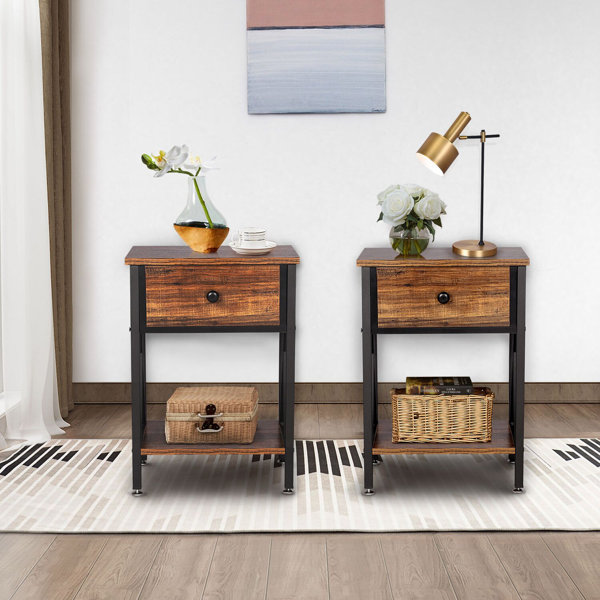 A Pair Vintage Nightstands Mid-Century Country Rustic Nightstands Country Nightstands