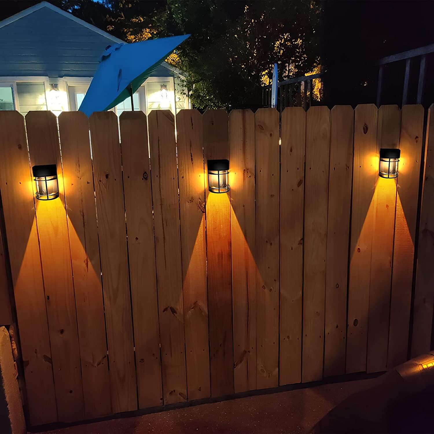 4 Pack Solar Wall Lights LED Light Solar Deck Lights Outdoor 3 Mode Porch Lights IP55 Waterproof Solar Fence Lights Outdoor Lighting for Patio Stairs Post Pathway Porch Driveway Yard Garden Decor