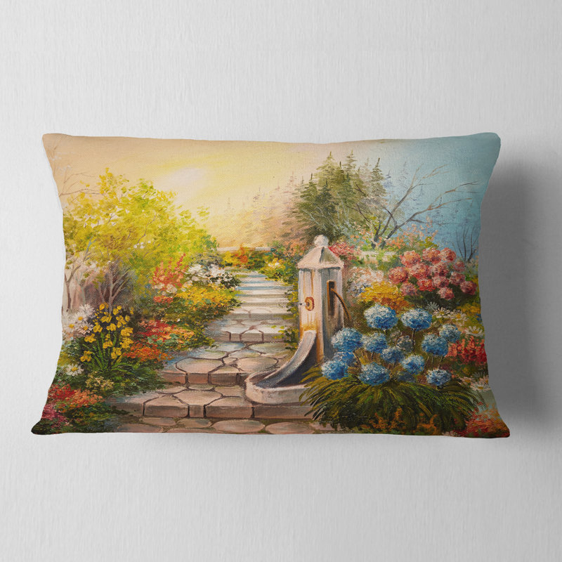 East Urban Home Landscape Stone Stairs In Forest Lumbar Pillow Wayfair