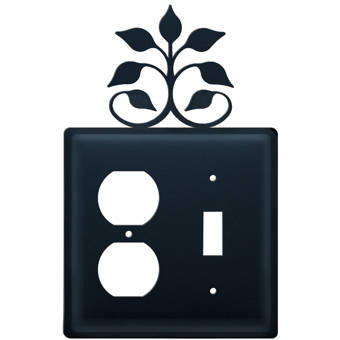 Village Wrought Iron Leaf Fan 2 Gang Duplex Outlet Toggle