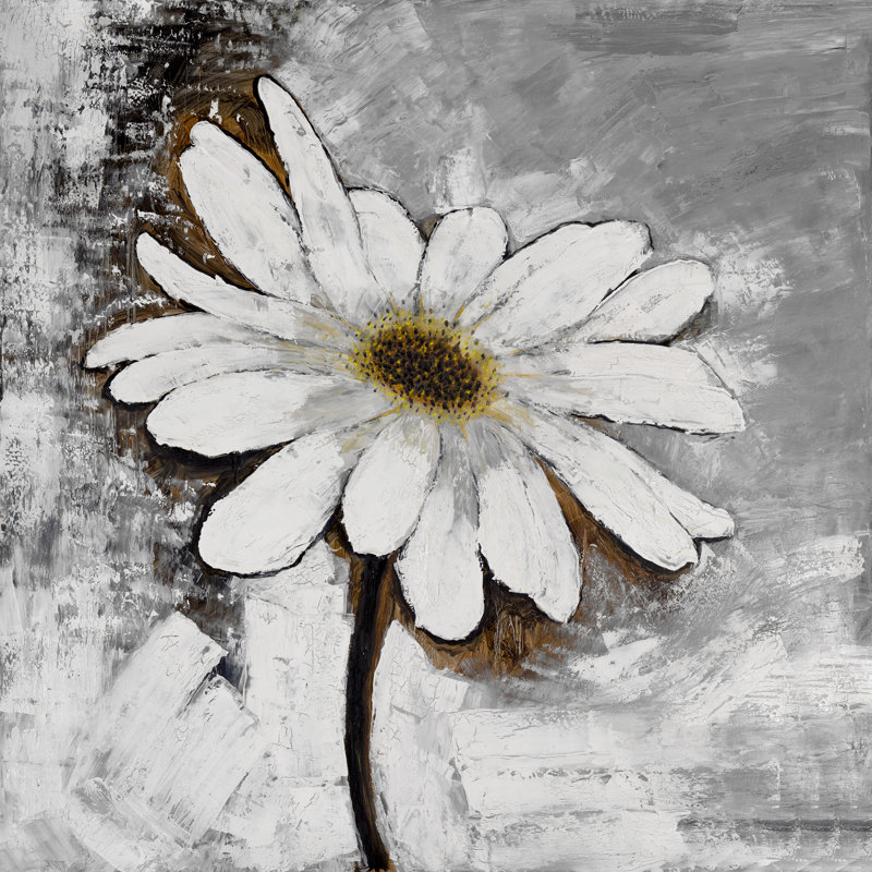 Winston Porter Daisy Flower Oil Painting Print On Wrapped Canvas