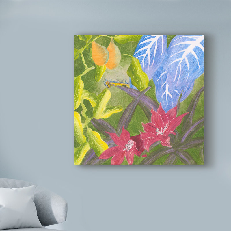 Charlton Home Tropical Monotype V Acrylic Painting Print On