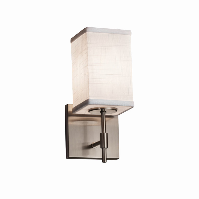 Geoffroy 1 Light 60W Square w/ Flat Rim Armed Sconce Finish: Dark Bronze, Shade Color: Cream