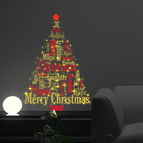 The Holiday Aisle Magic Glow Christmas Tree English Quotes Wall Decal Reviews Wayfair
