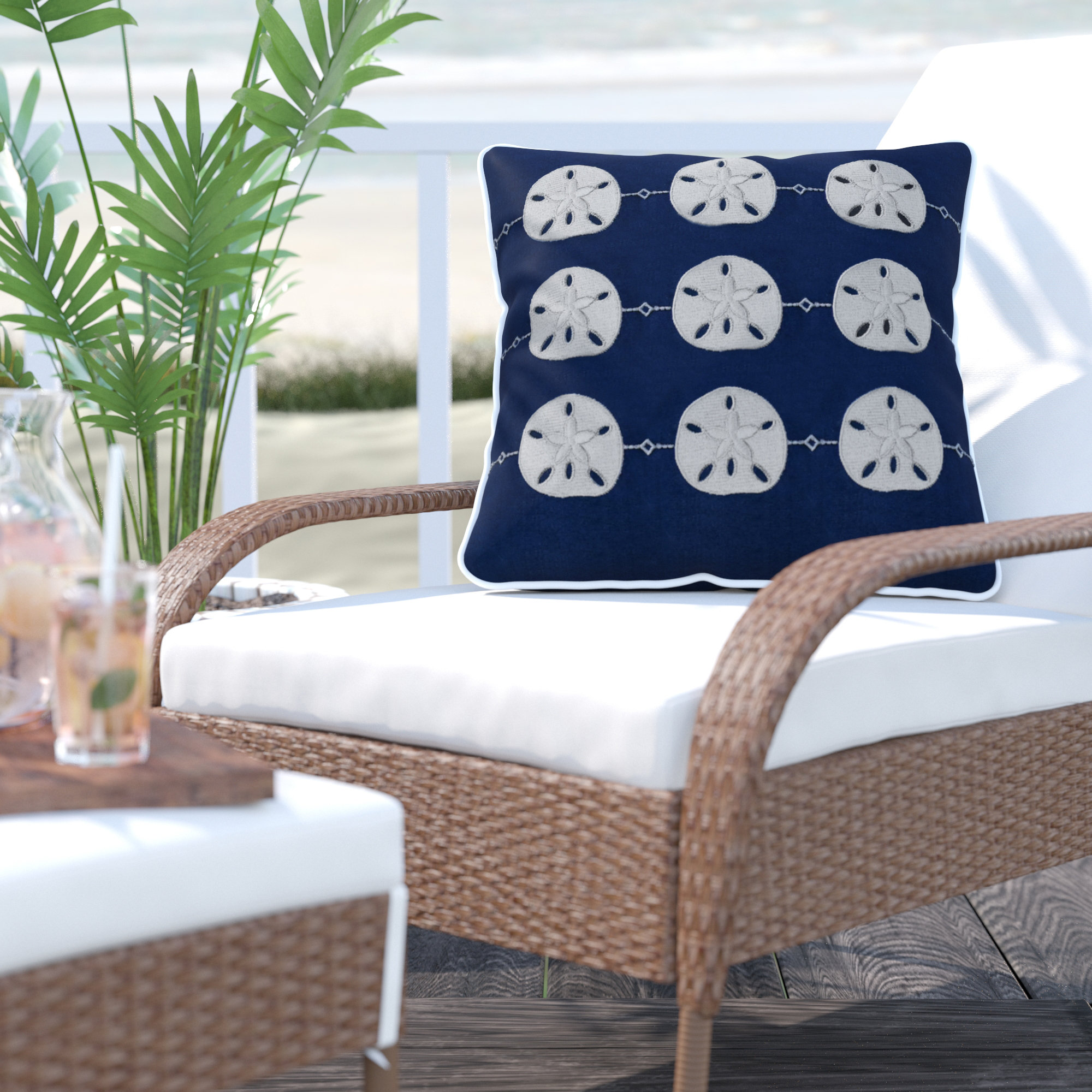 Beachcrest Home Sugarloaf Shores Outdoor Sunbrella Throw Pillow