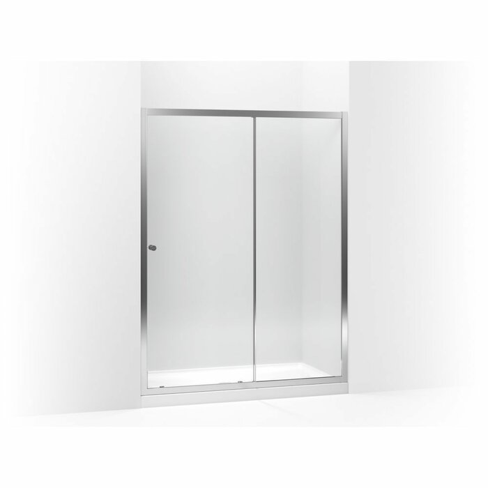 Whiston 60 In X 74 7 8 In Frameless Sliding Shower Door In Silver Frame Finish With Smooth Clear Glass Texture