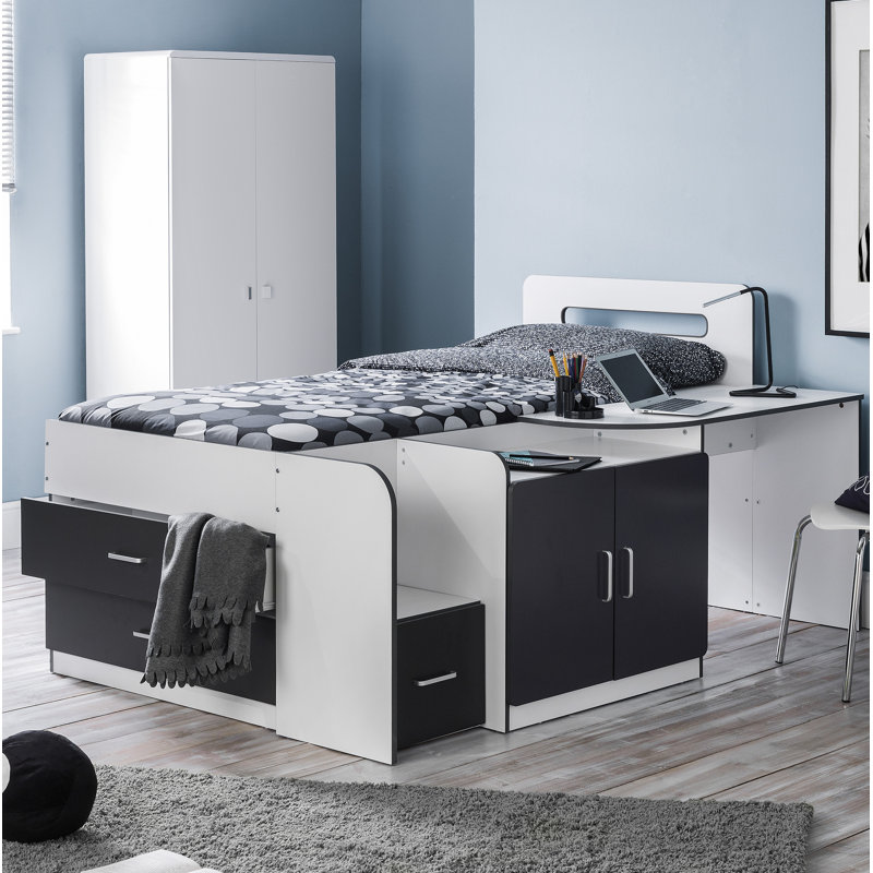 17 Stories Bolatice Single Cabin Bed With Drawers and Desk ...