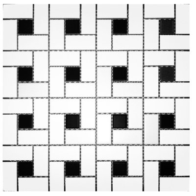 CC Mosaics Mg 12X12 Pinwheel Mos Wh/Blk Dot