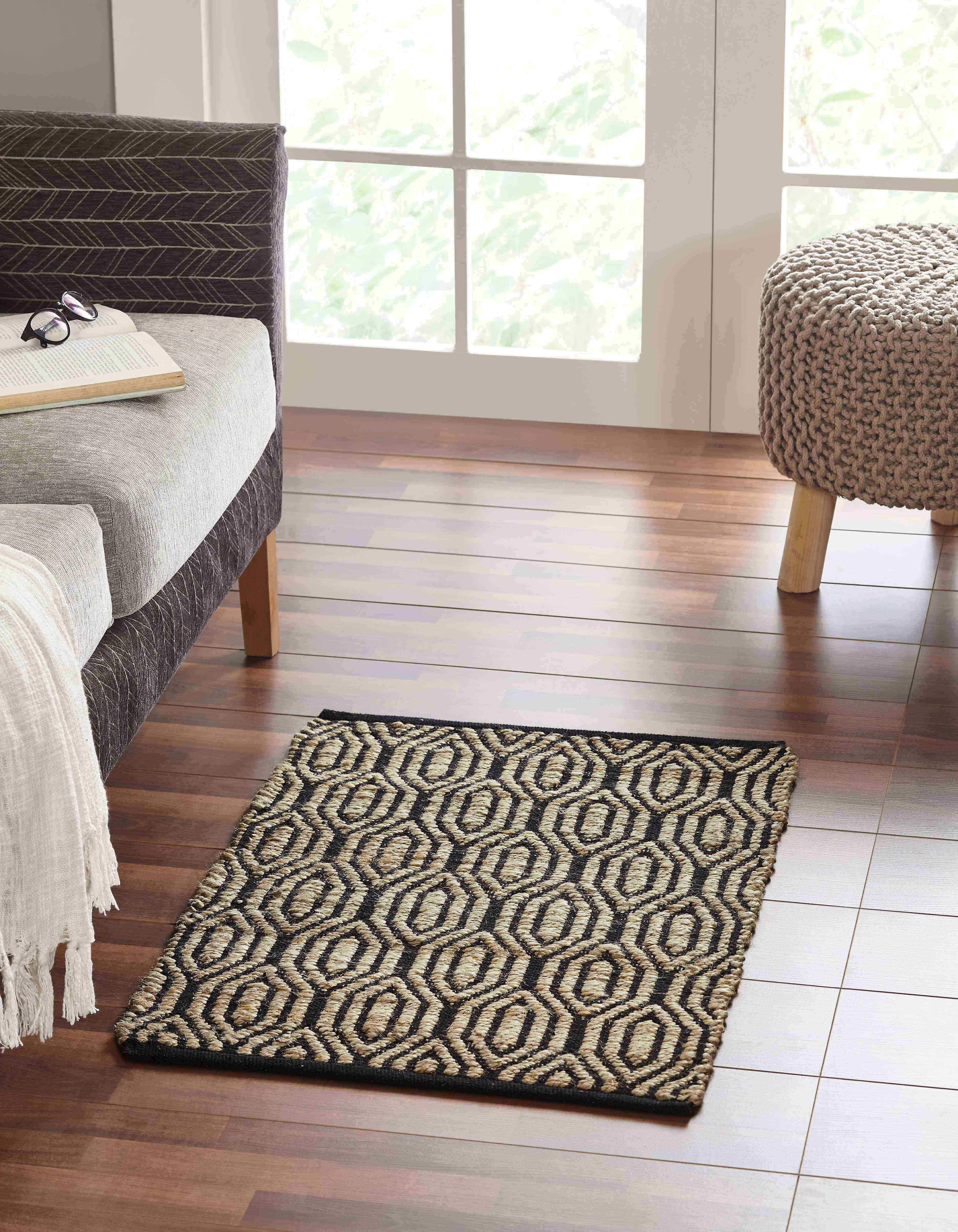 Union Rustic Chen Handmade Cotton Black Rug | Wayfair