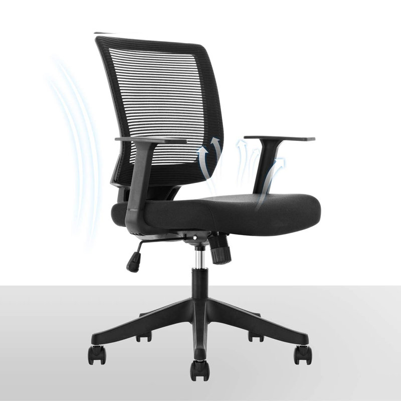 Inbox Zero Office Chair Ergonomic Desk Chair Mid Back Swivel Mesh Computer Chair Adjustable Stool Rolling Home Office Chair With Flip Up Arms Wayfair