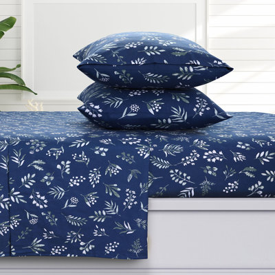 Floral 100% Cotton Flannel Sheet Set