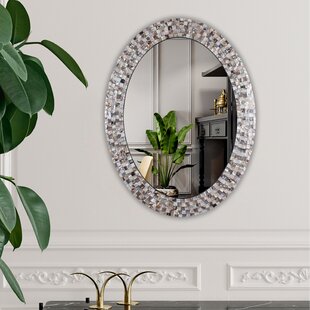 Framed Rectangular Decorative Vanity Mirror DecorShore 24 x 18 Crackled Glass Jewel Tone Mosaic Wall Mirror Black Onyx Accent Mirror Gemstone Look