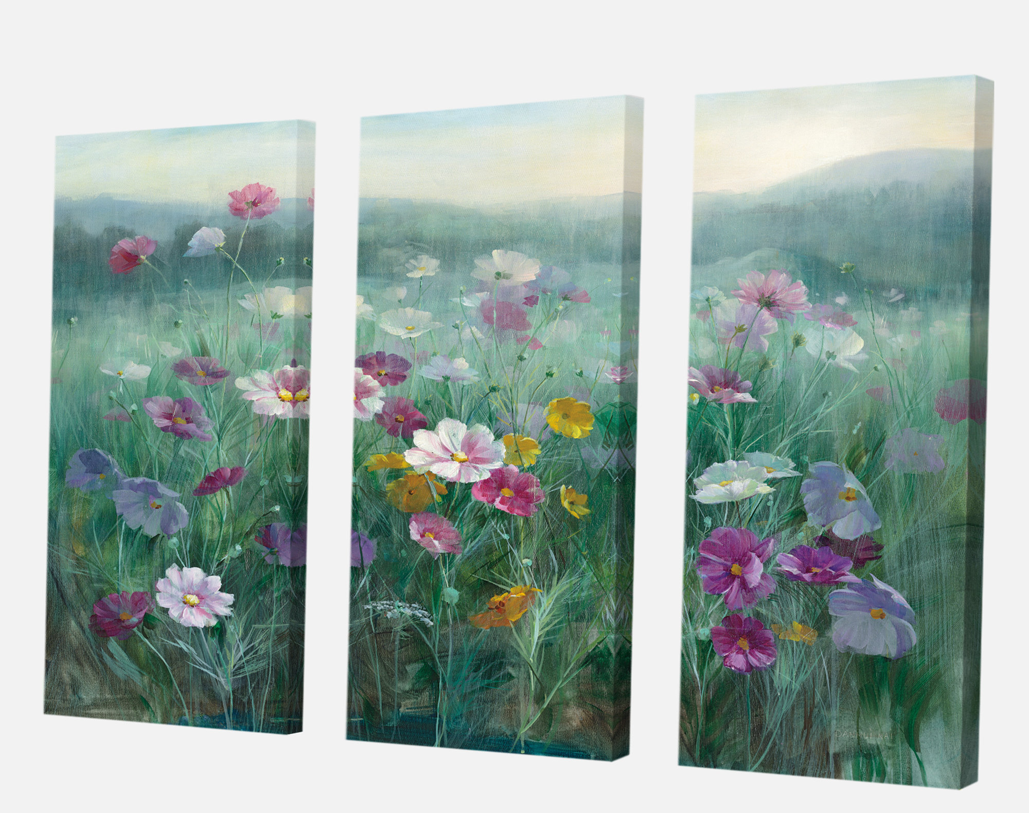 East Urban Home Farmhouse Premium Flower Field Painting Multi Piece Image On Canvas Wayfair